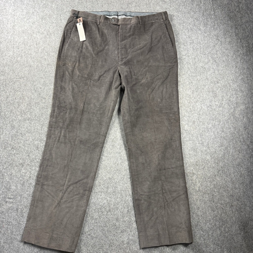J. Hilburn Men's Pants 40x31 Brown Gray  Straight Corduroy 100% Cotton